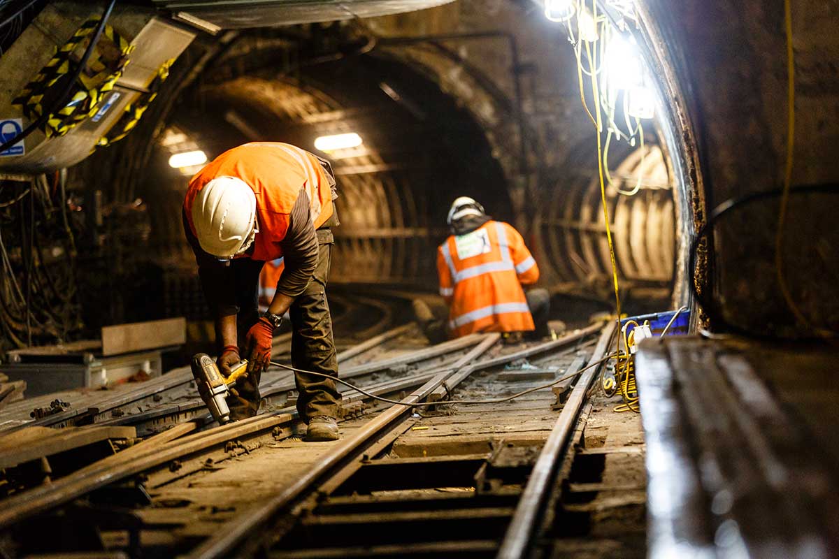 Work underway on the Mail Rail track