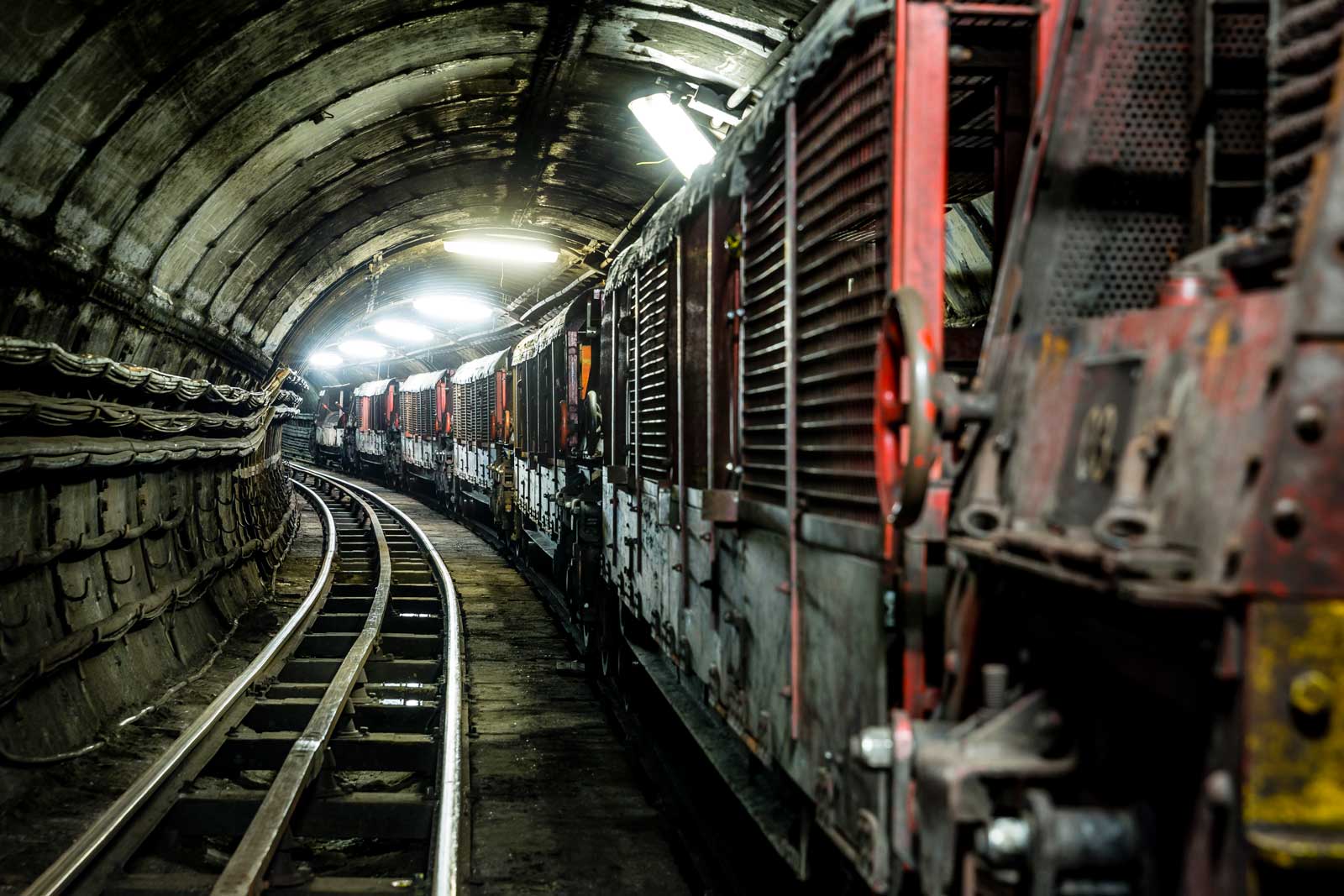 Detail of 1980s Greenbat Train in Tunnel