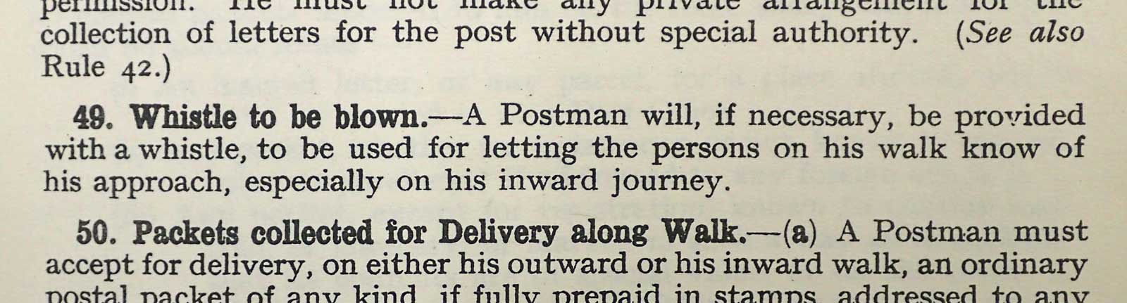 Rules for Postmen employed on Rural Duties, 1931. (POST 68/1038)