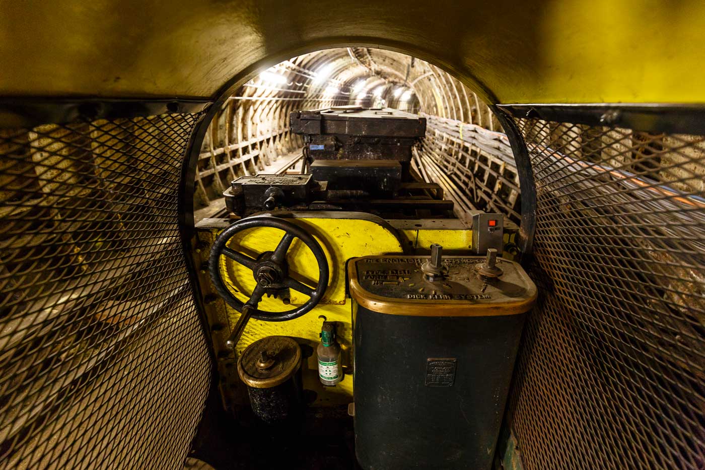 A driver's view, taking a Mail Rail loco through the tunnels