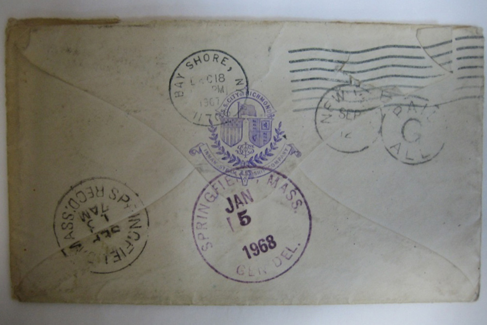 Reverse of an envelope addressed to Clark B Holbrook (E2512/2a)