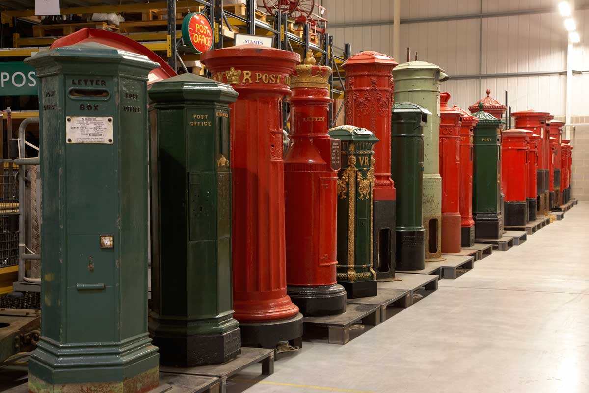 Just some of The Postal Museum's pillar box collection