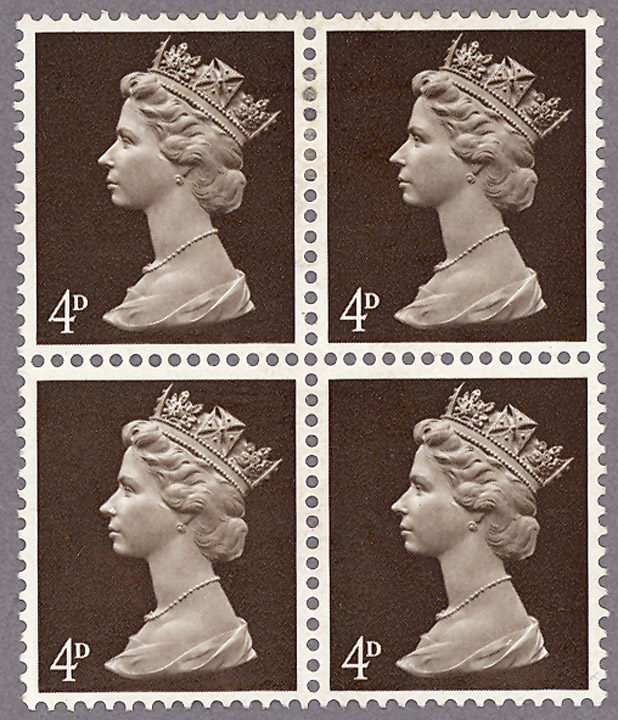4d Machin head stamps, 1967
