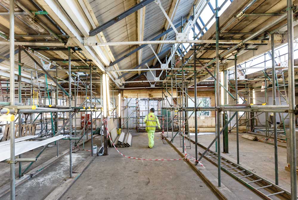 Construction work on the second floor of Calthorpe House