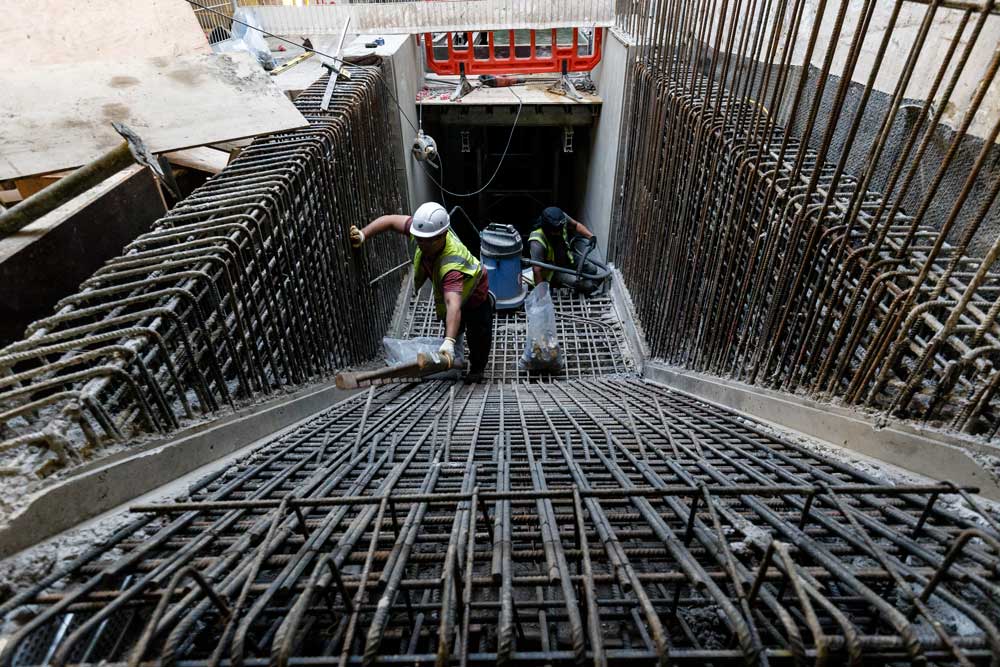 Construction of a staircase inside the Museum
