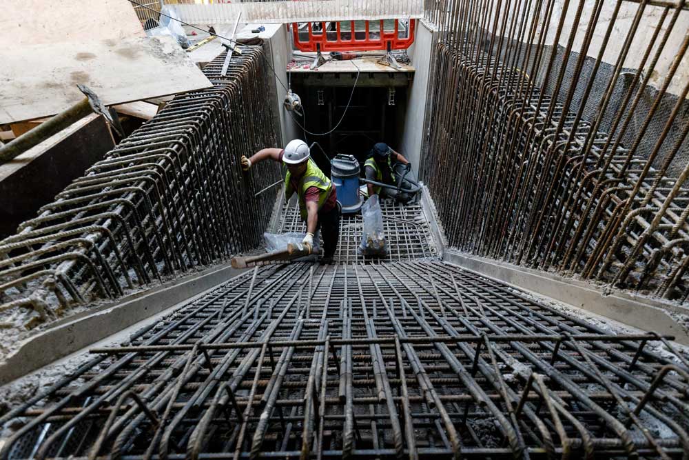 Construction of a staircase inside the Museum