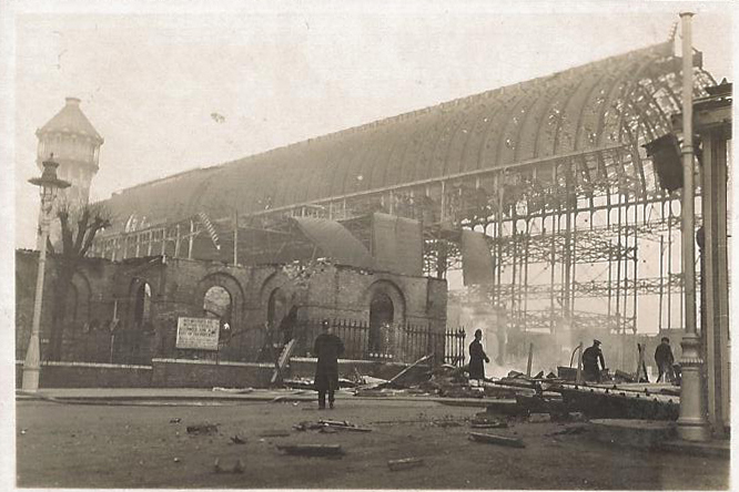 Burnt out shell of Crystal Palace.