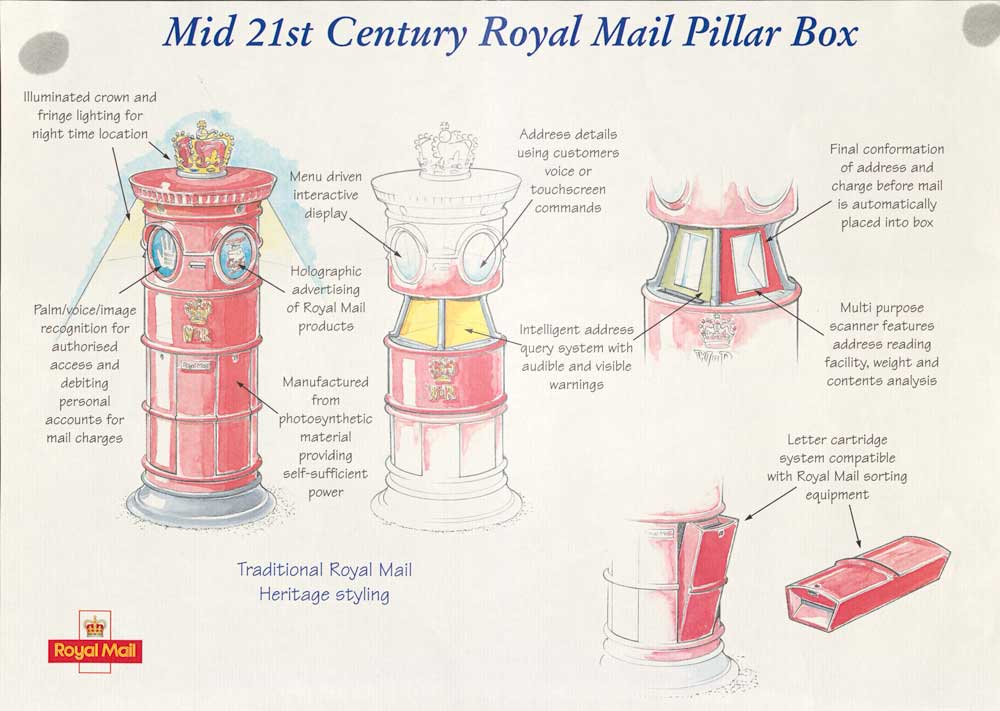 Poster depicting a fantasy mid-21st century pillar box (POST 110/6469)