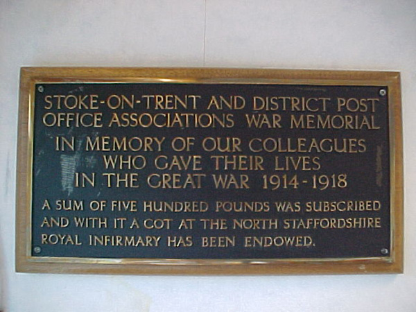 Stoke-on-Trent and District Post Office Association War Memorial