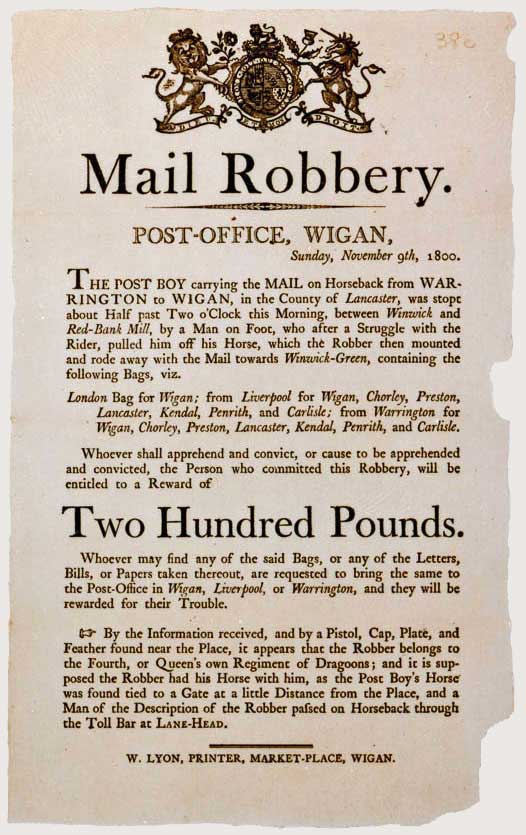 Notice of a mail robbery, 1800 (POST 107)