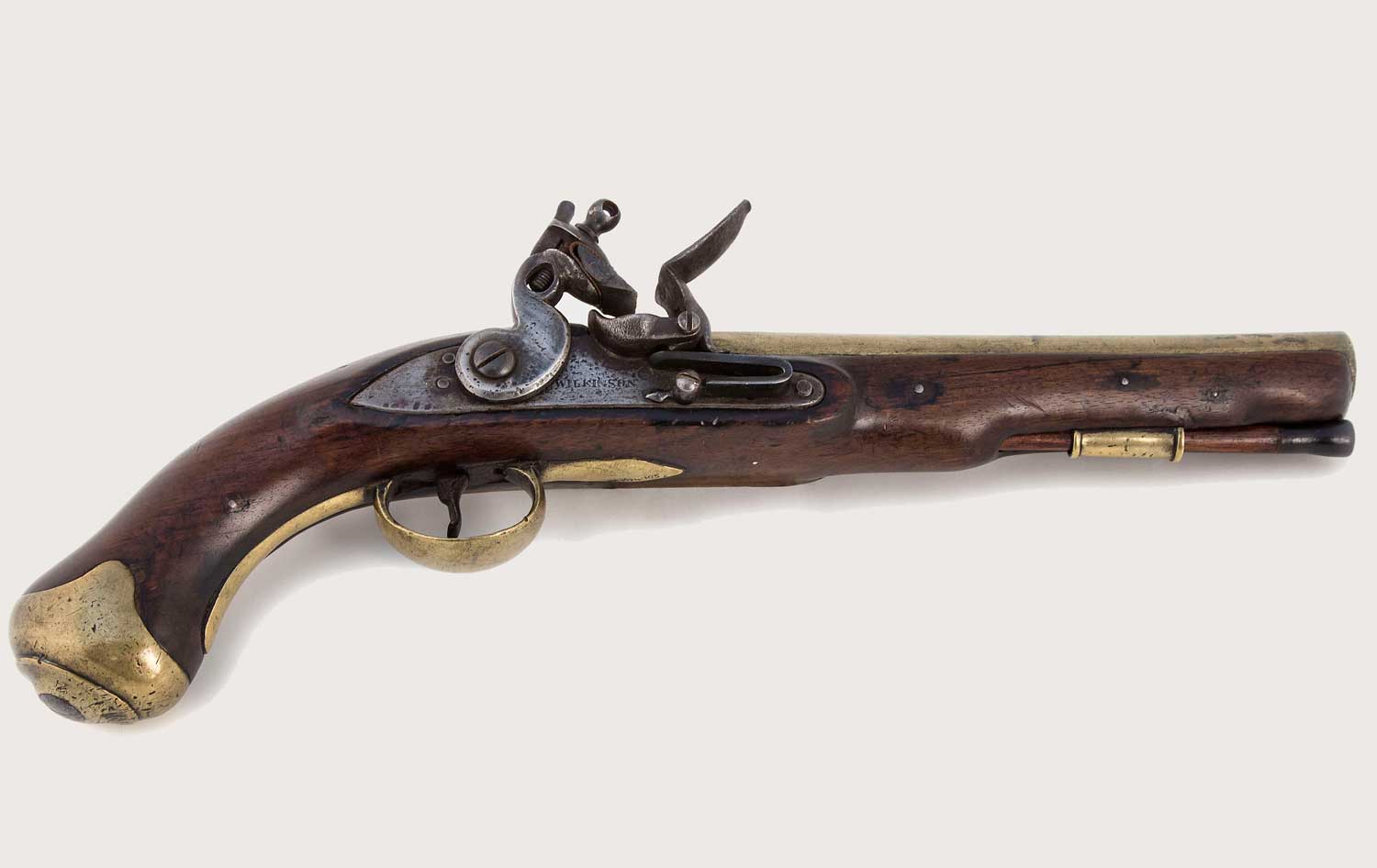 Flintlock pistol, lock plate signed with manufacturer, 'Wilkinson', c.1804 (OB1994.105)