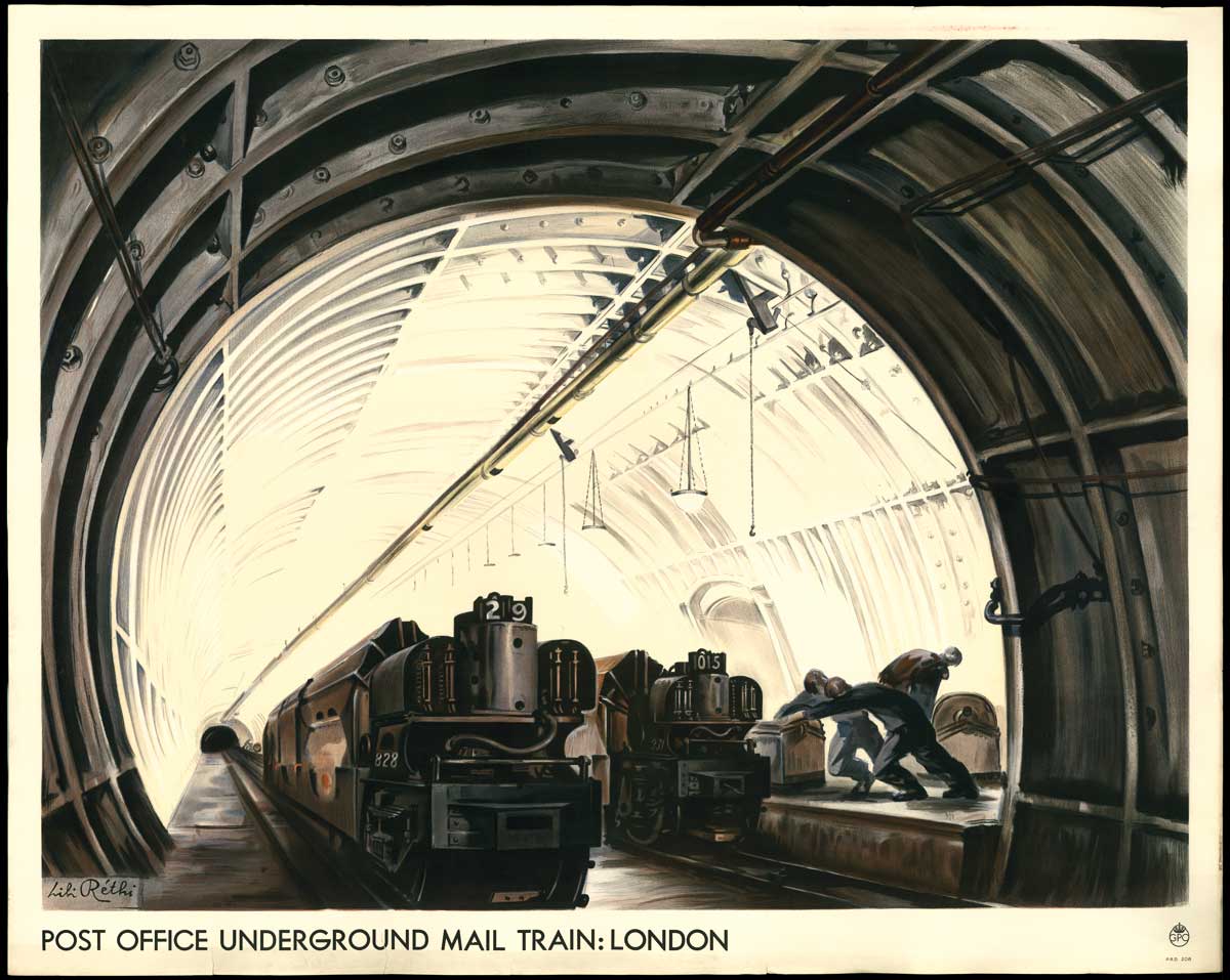 'Post Office underground mail train, London' by Lili Rethi (POST 110/4147)