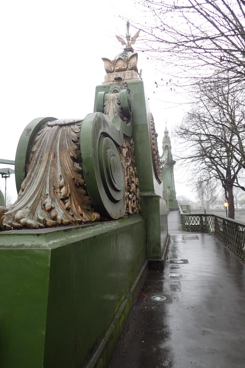 Hammersmith Bridge, 1887, London. Painted mid-Bronze Green