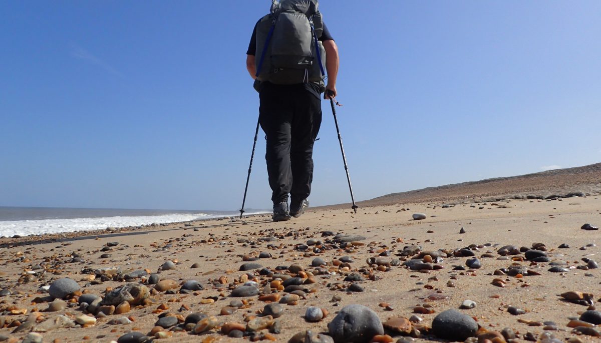 The author walking along the shore line approaching Sherringham