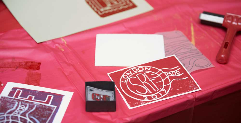 Messy fun at a print making workshop