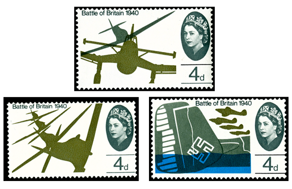 three stamps from the David Gentleman Battle of Britain series