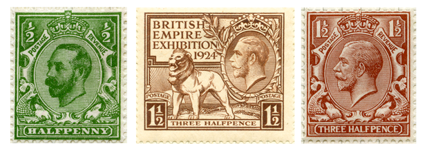 Three stamps from the reign of King George V.