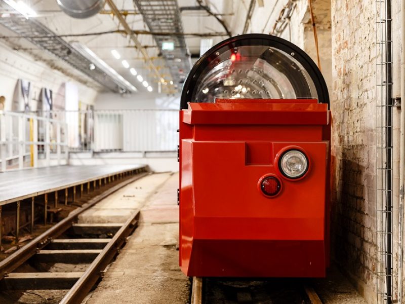 Red Mail Rail train at The Postal Museum