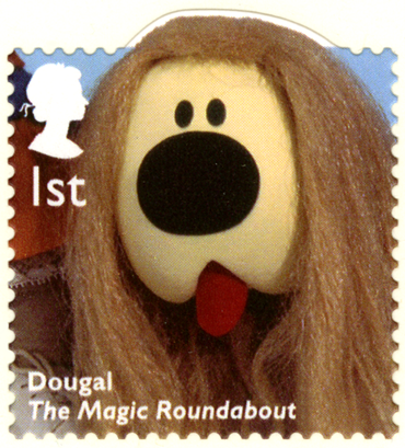 Stamp depicting an image of Dougal from The Magic Roundabout.