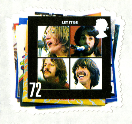 Stamp depicting the Beatles' album cover 'Let it Be'.