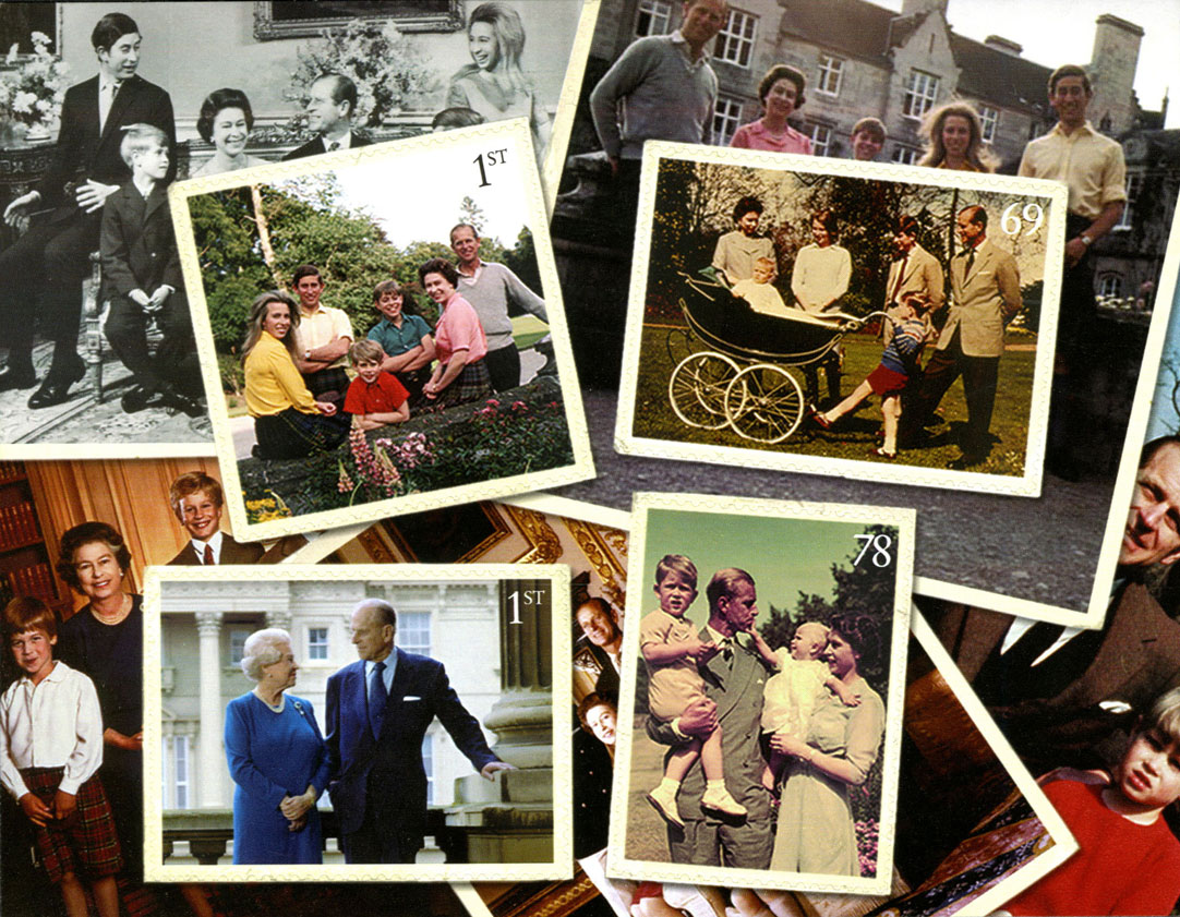 Miniature sheet consisting of numerous family photos of the Royal family.