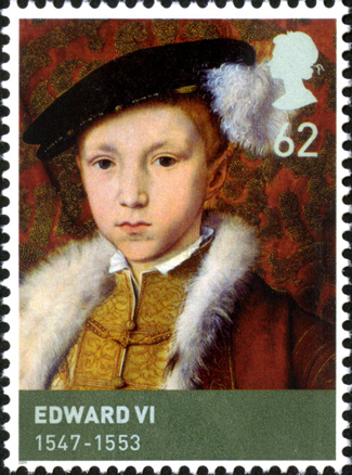 Stamp depicting a painting of Edward VI.