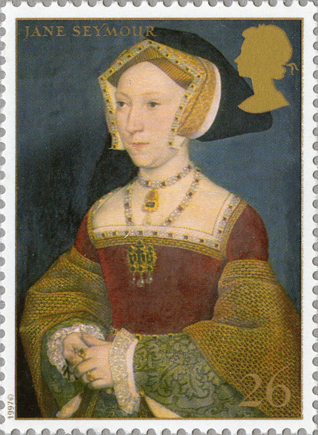 Stamp depicting a portrait of Jane Seymour.