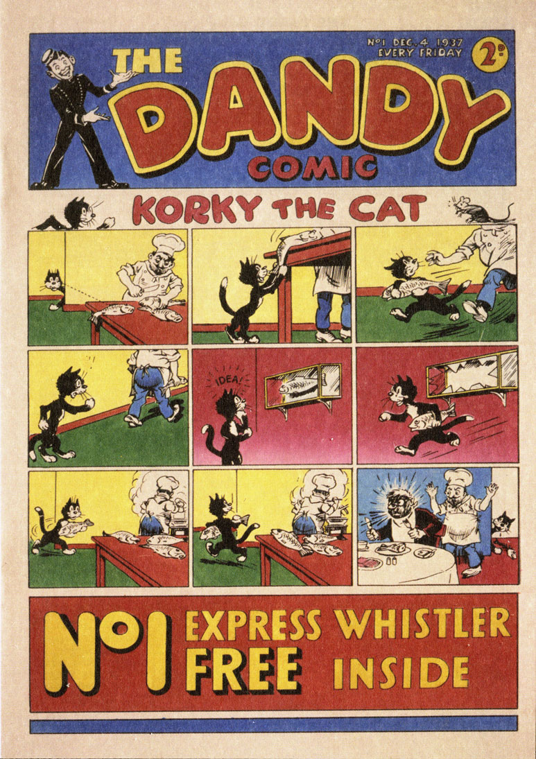 Image of cover of a reproduction of first Dandy Comic that was produced in 1937.