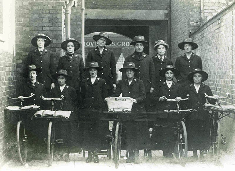Group of uniformed postwomen at Barnet, 1914-1918