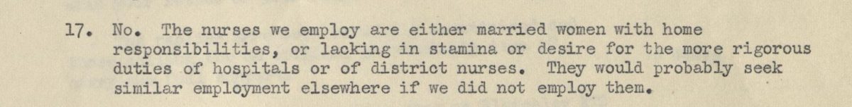 Savings Bank Department response to whether Post Office employment of nurses was detrimental to other sectors 