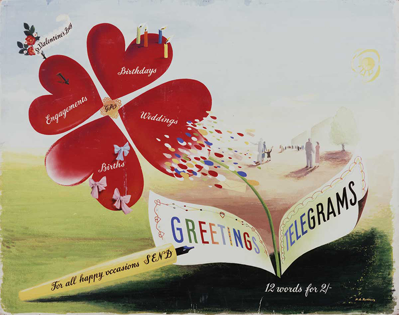 A scan of a poster advertising greetings telegrams