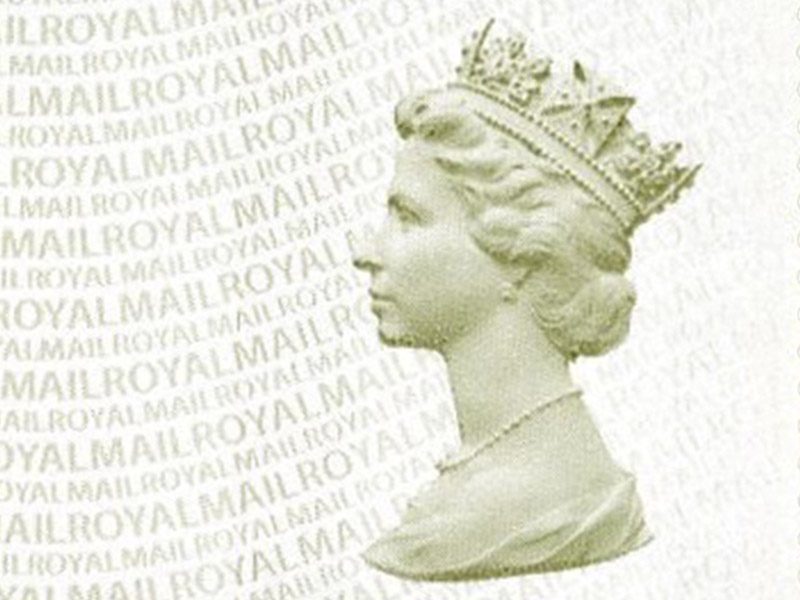 A close up of a second class post and go stamp featuring the Machin image of the Queen