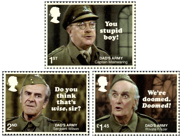 Three stamps from the stamp issue Dad's Army.