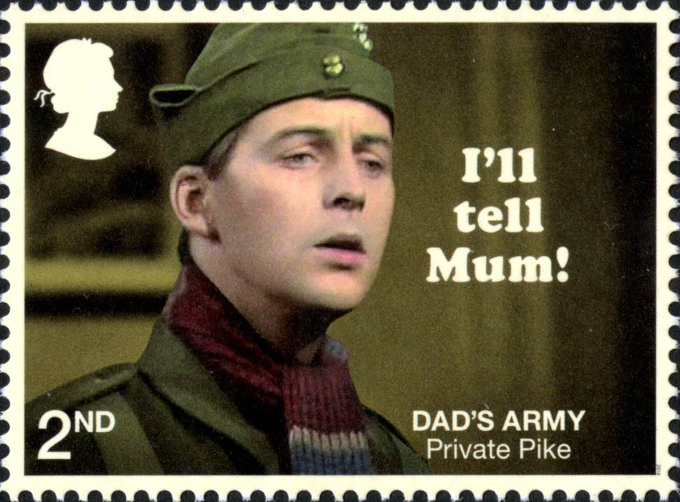 Stamp depicting Private Pike and the caption 'I'll tell mum!'.