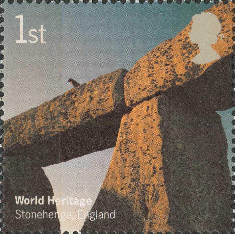 Stamp depicting a close up of the stones at Stonehenge.