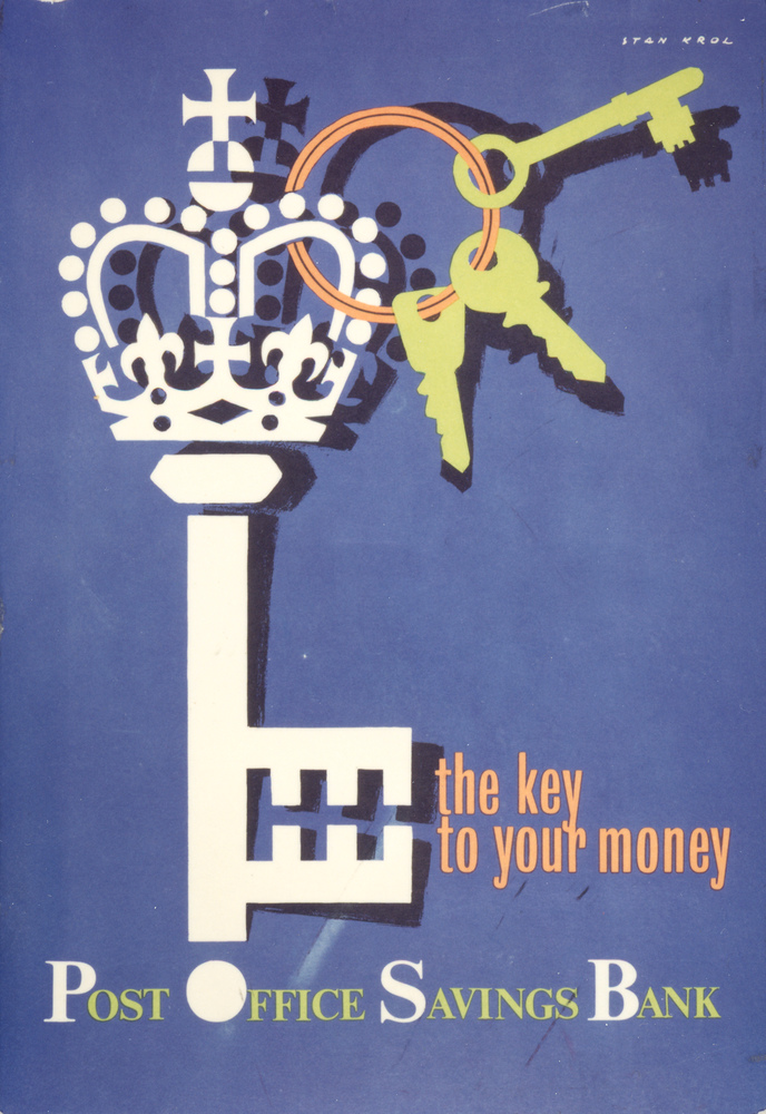 'The key to your money'.
Poster artwork by Stan Krol, 1960s, POST 109/896.