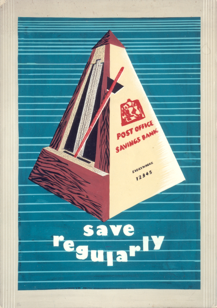 'Save regularly'.
Poster artwork by Stan Krol, 1960s, POST 109/900.