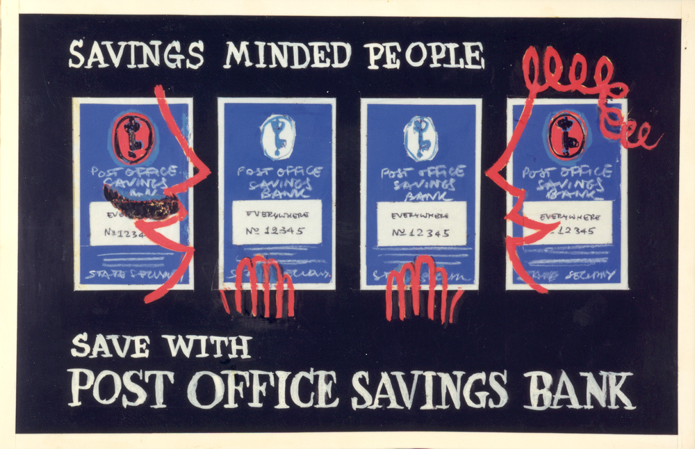'Savings minded people save with Post Office Savings Bank'.
Poster artwork by Stan Krol, 1960s, POST 109/905.