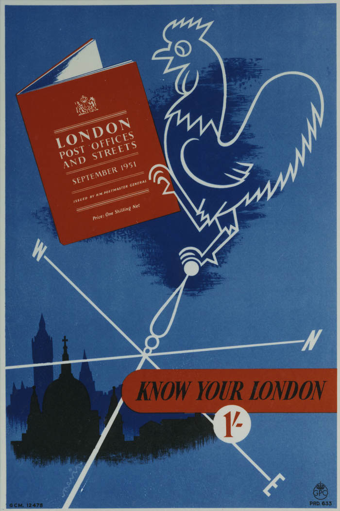'Know your London'. Poster designed by Nevin, PRD 633, 1951, POST 110/1269.