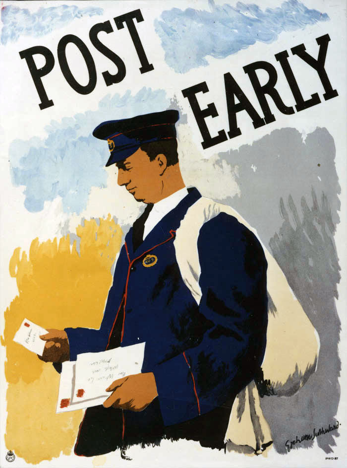 'Post early'. Poster designed by Graham Sutherland, PRD 87, 1934, POST 110/1439.