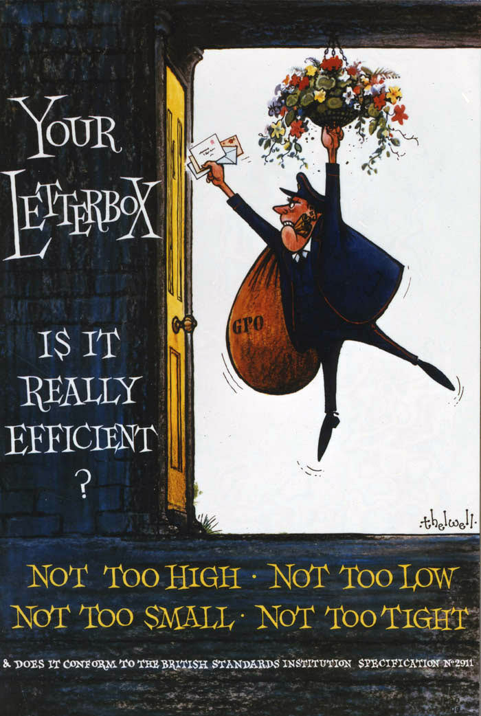 'Your letterbox: Is it really efficient?'. Poster designed by Norman Thelwell, PRD 1709, 1966, POST 110/1516.