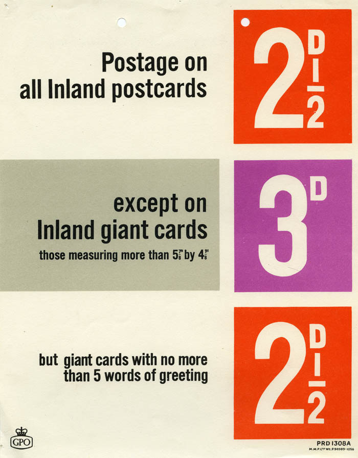 Postage on all inland postcards