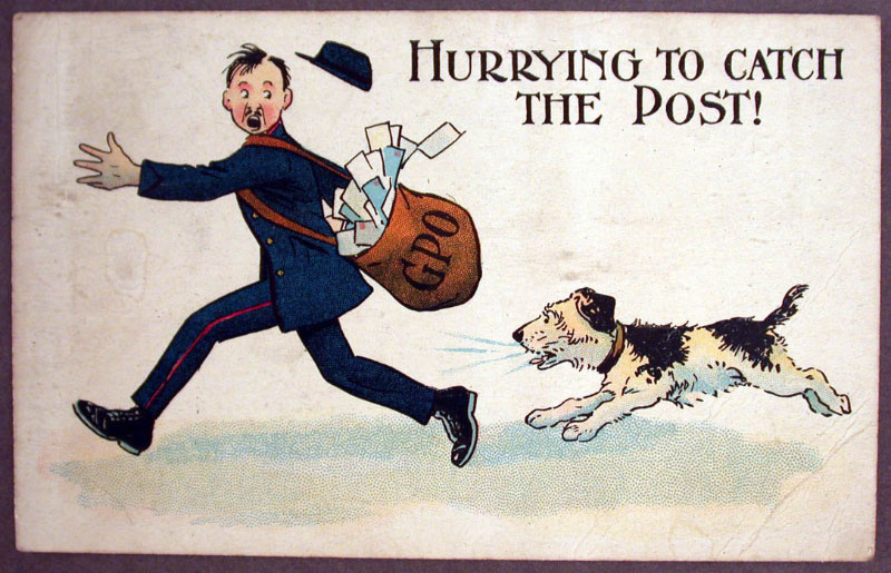 'HURRYING TO CATCH...' Postcard, 1925 (2005-0082/65).