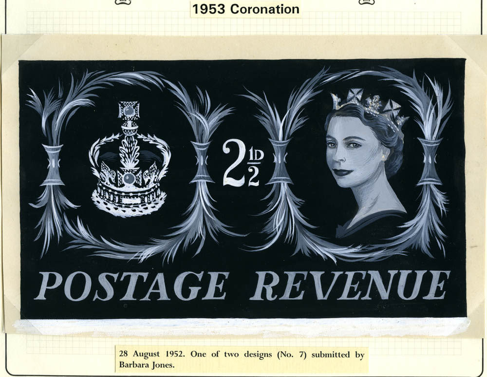 QEII Coronation: Submitted stamp design by Barbara Jones