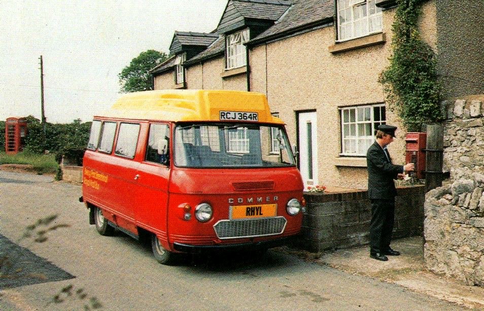 Postcard of a red post bus