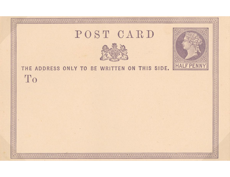 1870: The first British postcard | The one that started it all and sparked the public’s obsession for sending and collecting postcards.