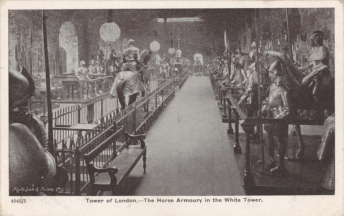 Postcard of the Armoury in the Tower of London. 1910-1936, 00382/16