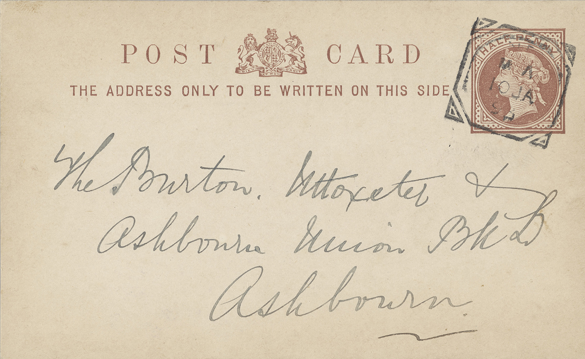 Postcard with pre-printed business correspondence.