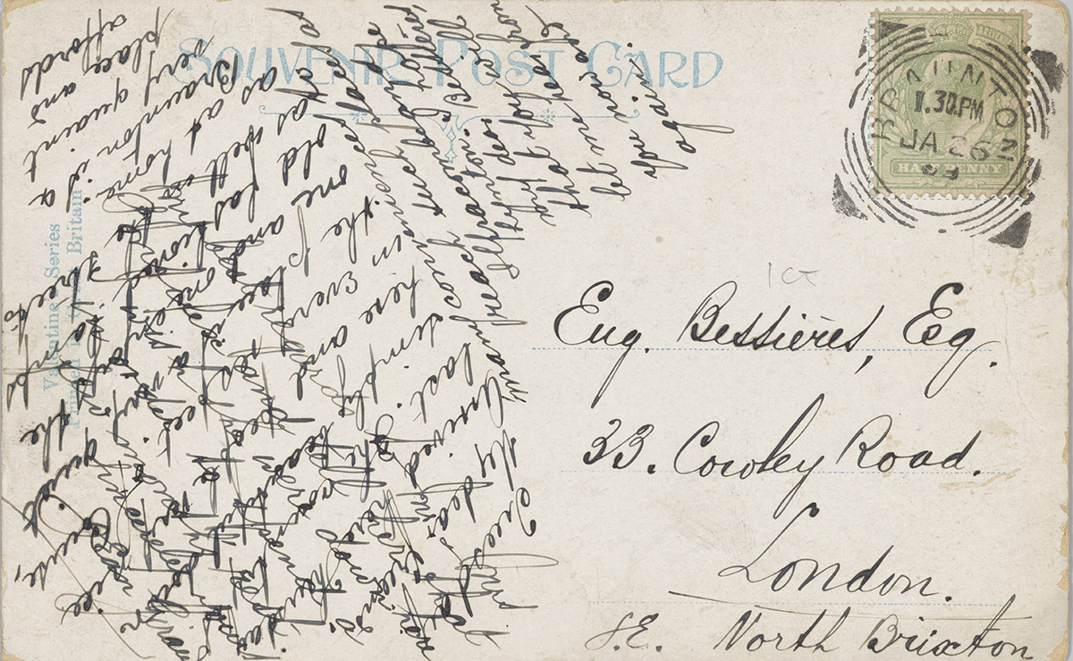 Cross Written Postcard, Reverse of Ilfracombe Postcard, Early 1900s, PH39/20b