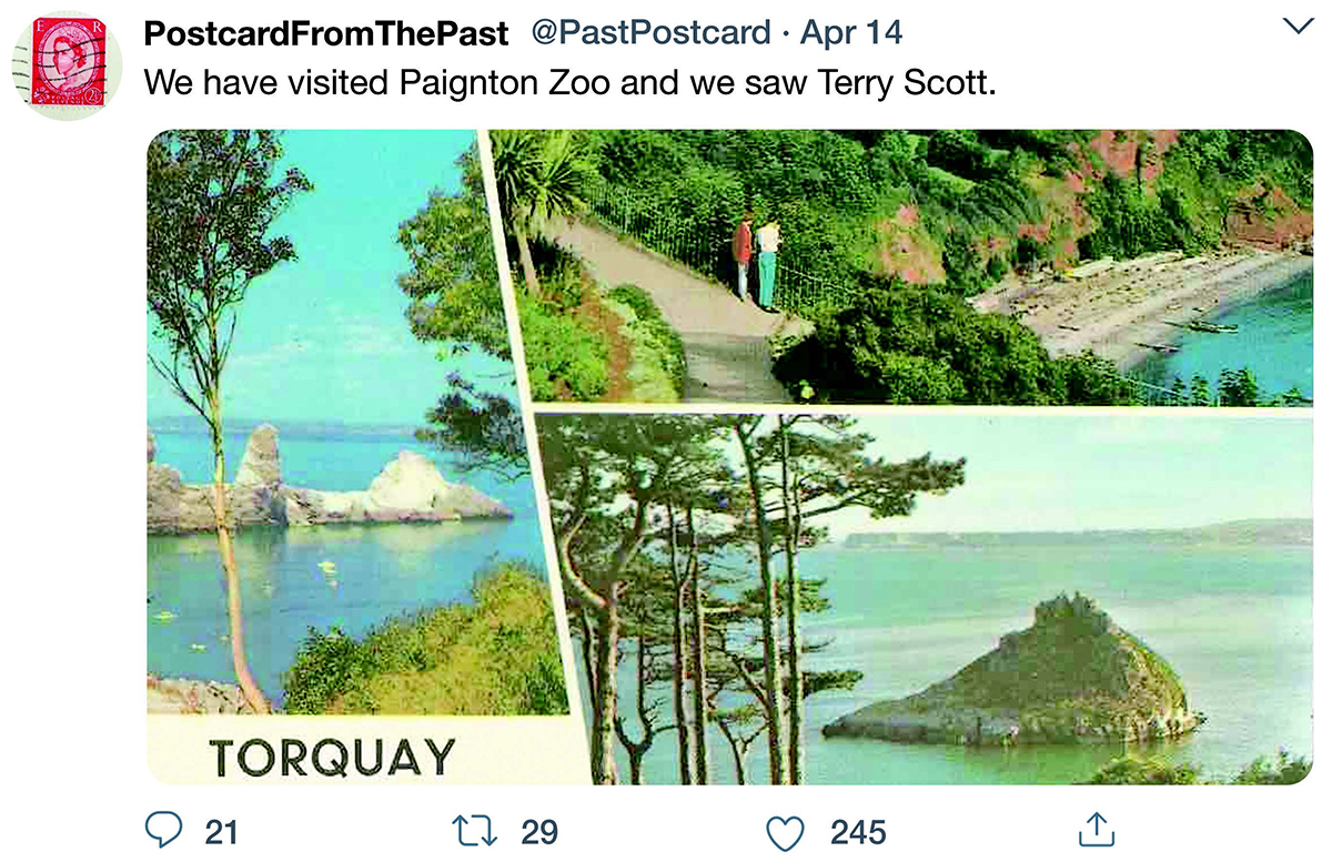 Torquay Postcard tweet from PostcardFromThePast. 14 Apr 2020